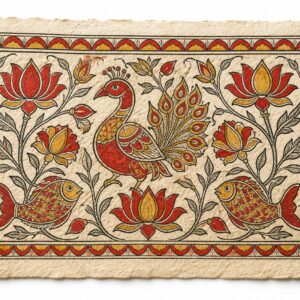 Mithila Lotus Courtyard — Ready-to-Hang Canvas
