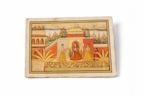 Rajasthani miniature on wasli Jaipur Court Wasli — Miniature Canvas Painting