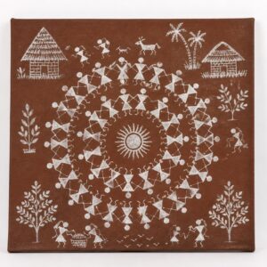Sahyadri Harvest Circle — Warli Canvas Wall Art