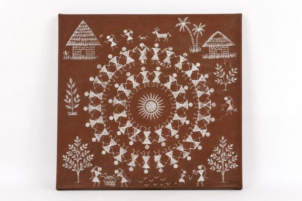 Sahyadri Harvest Circle — Warli Canvas Wall Art