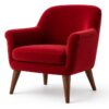 Velvet Accent Chair with Sheesham Legs