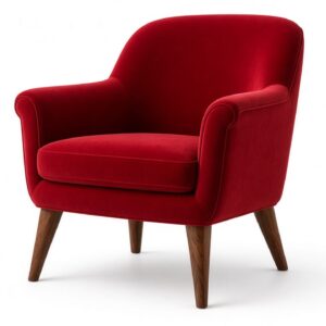 Velvet Accent Chair with Sheesham Legs
