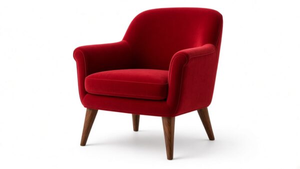 Velvet Accent Chair with Sheesham Legs