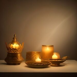 Brass Lotus Pooja Diya Set Studio