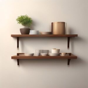 Walnut Accent Wall Shelf Gold