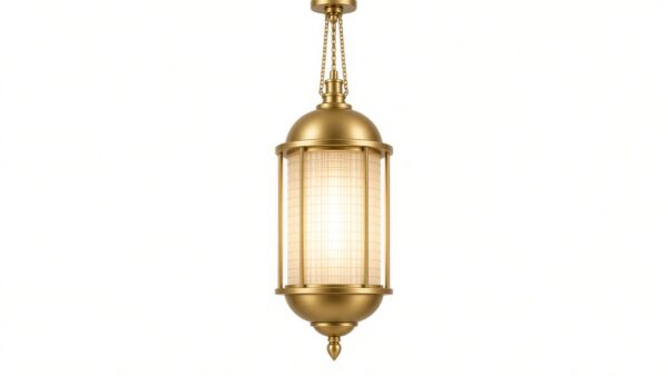 Brass Hanging Lantern — Cream Shade
