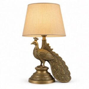 Brass Table Lamp with Cream Shade