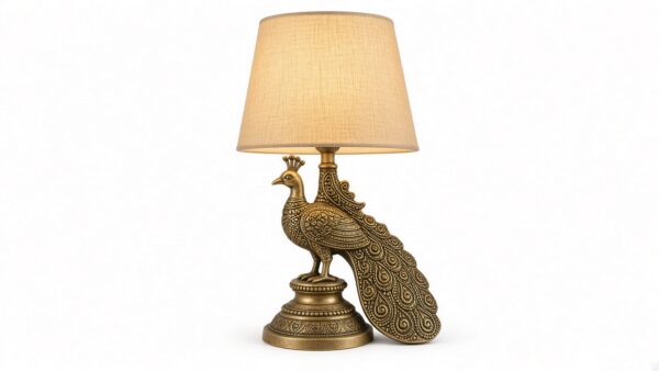 Brass Table Lamp with Cream Shade