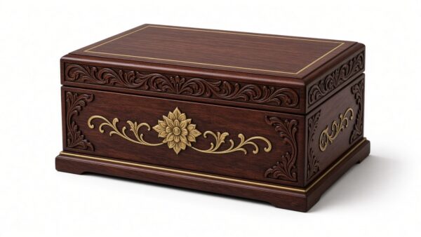 Rosewood Jewelry Box Brass Inlay