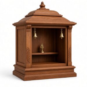 Compact Wood Pooja Mandir with Bells