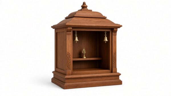 Compact Wood Pooja Mandir with Bells Compact Wood Pooja Mandir with Bells