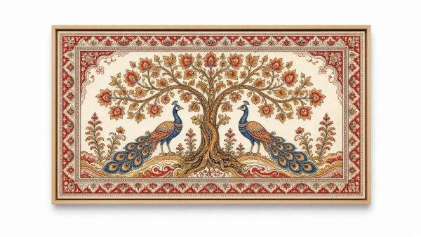 Pattachitra Scroll Motif framed canvas wall painting