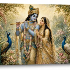 Radha Krishna Garden Melody canvas wall painting