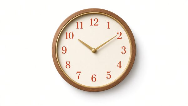 Teak Wood Round Wall Clock with Brass Numerals Teak Wood Round Wall Clock with Warm Terracotta Numerals