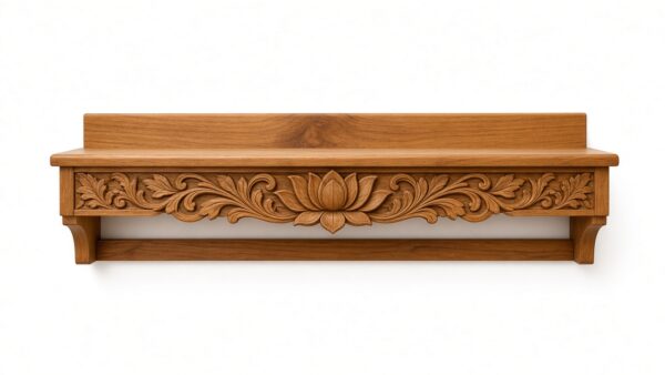Carved Lotus Display Wall Shelf