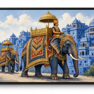 Jodhpur Elephant Procession Canvas Wall Painting
