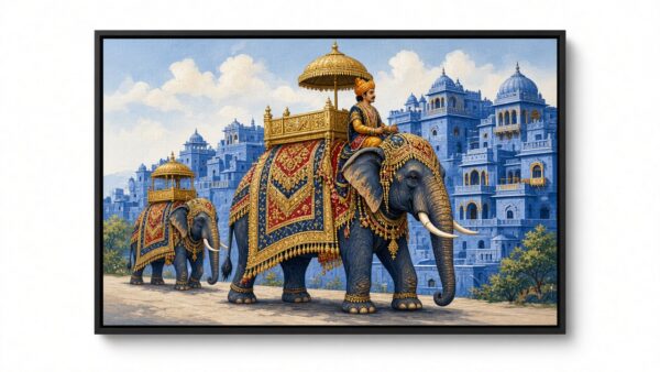 Jodhpur Elephant Procession Canvas Wall Painting