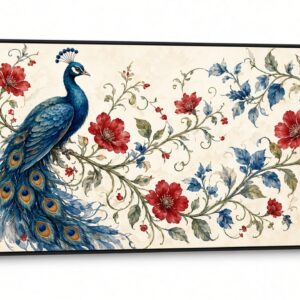 Srikalahasti Peacock Vine Canvas Wall Painting
